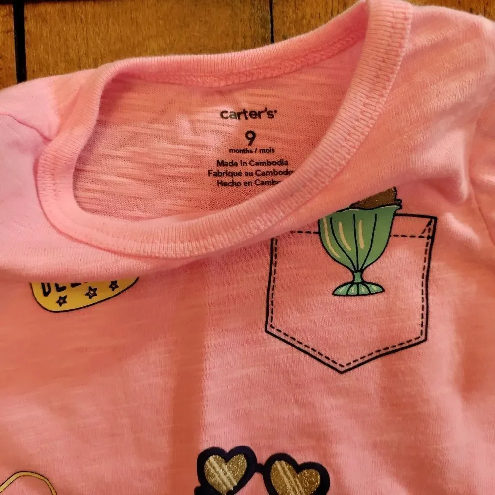 Carters long sleeve shirt bundle 9 months pink blue Love spring cotton